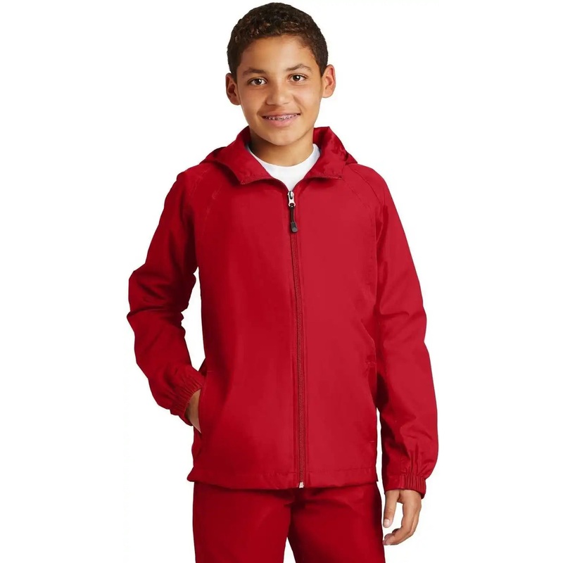 Sport-Tek YST73 Youth Hooded Raglan Jacket – True Red