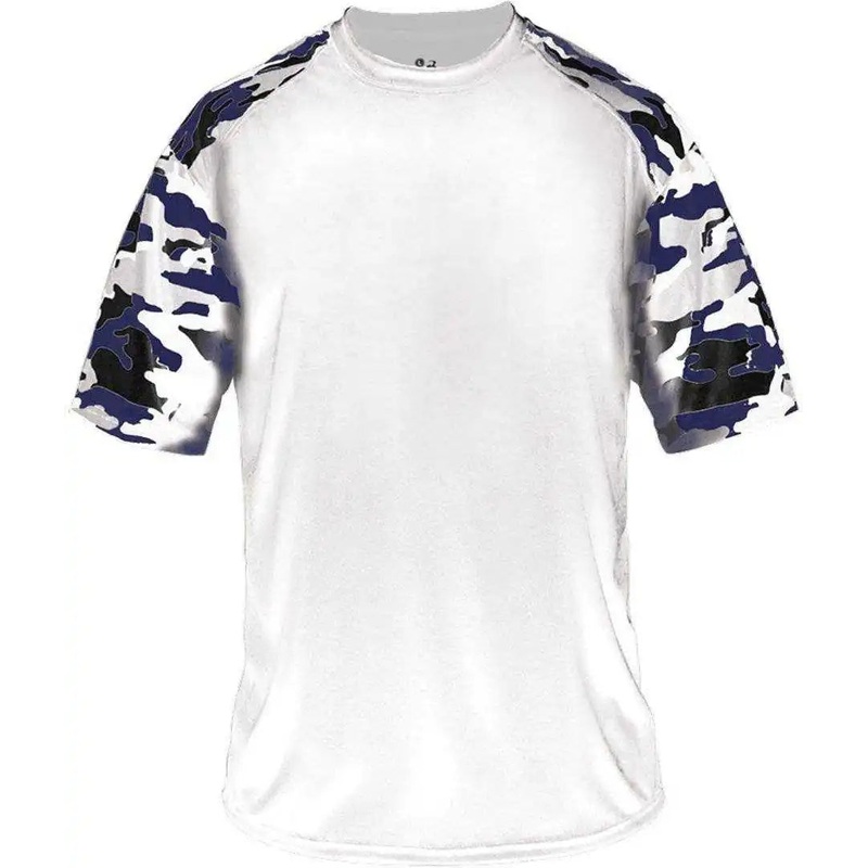 Badger Sport 4141 Camo Sport Adult Tee – White Navy Camo
