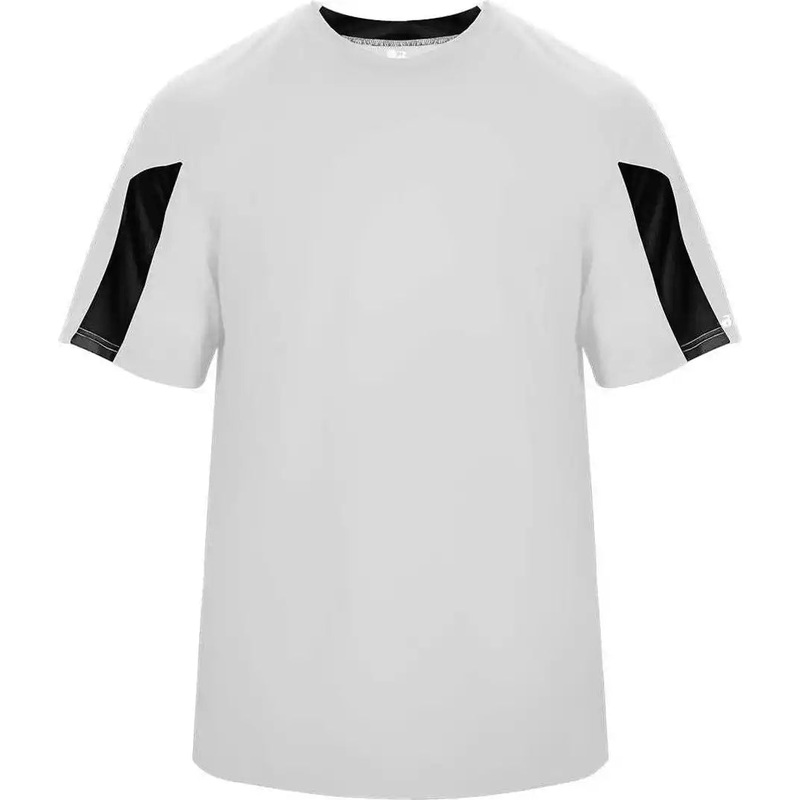 Badger Sport 2176 Striker Youth Tee – White Black