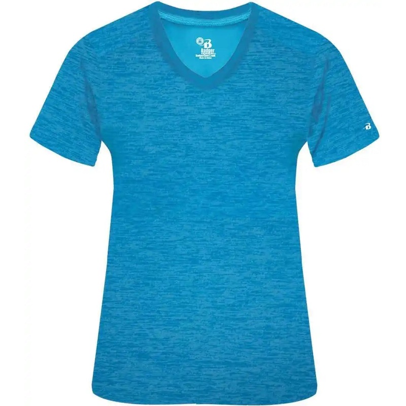 Badger Sport 4175 Tonal Blend Ladies V-neck Tee – Electric Blue Tonal Blend