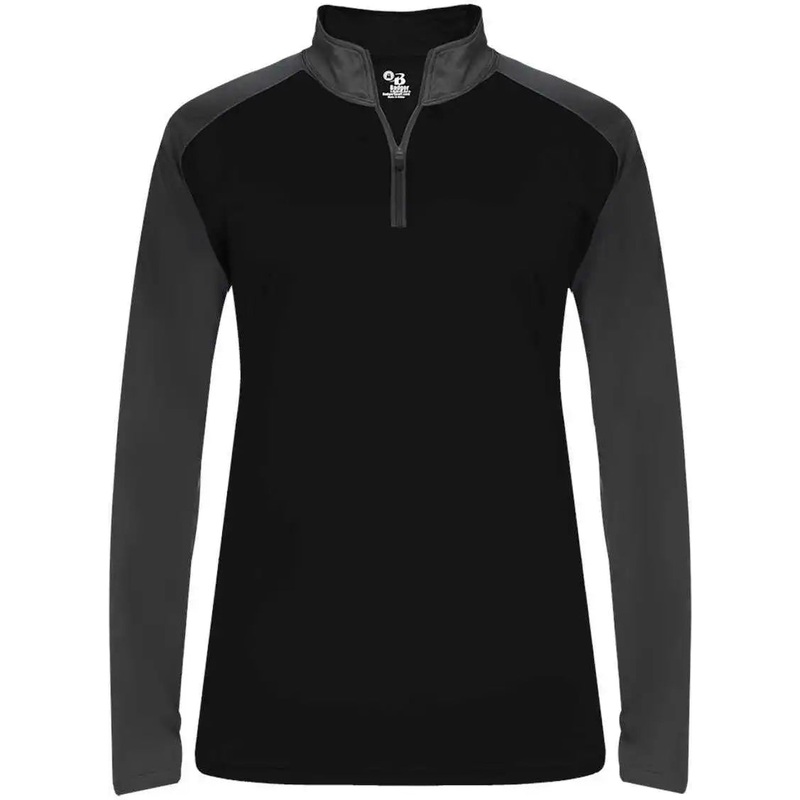 Badger Sport 4008 Ultimate Softlock Sport Ladies 1/4 Zip – Black Graphite