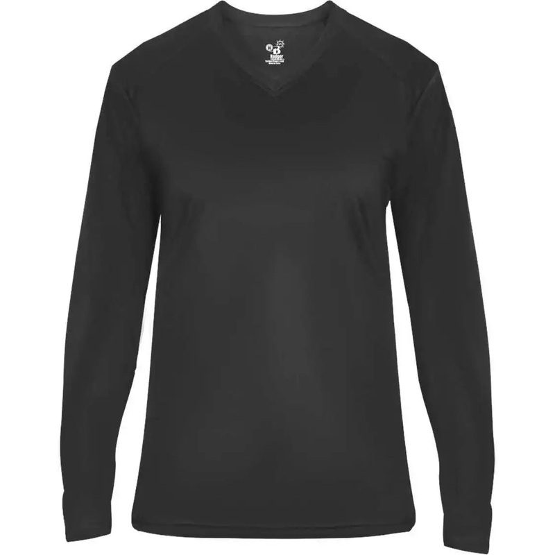 Badger Sport 4064 Ultimate Softlock V-neck Ladies Long Sleeve Tee – Graphite