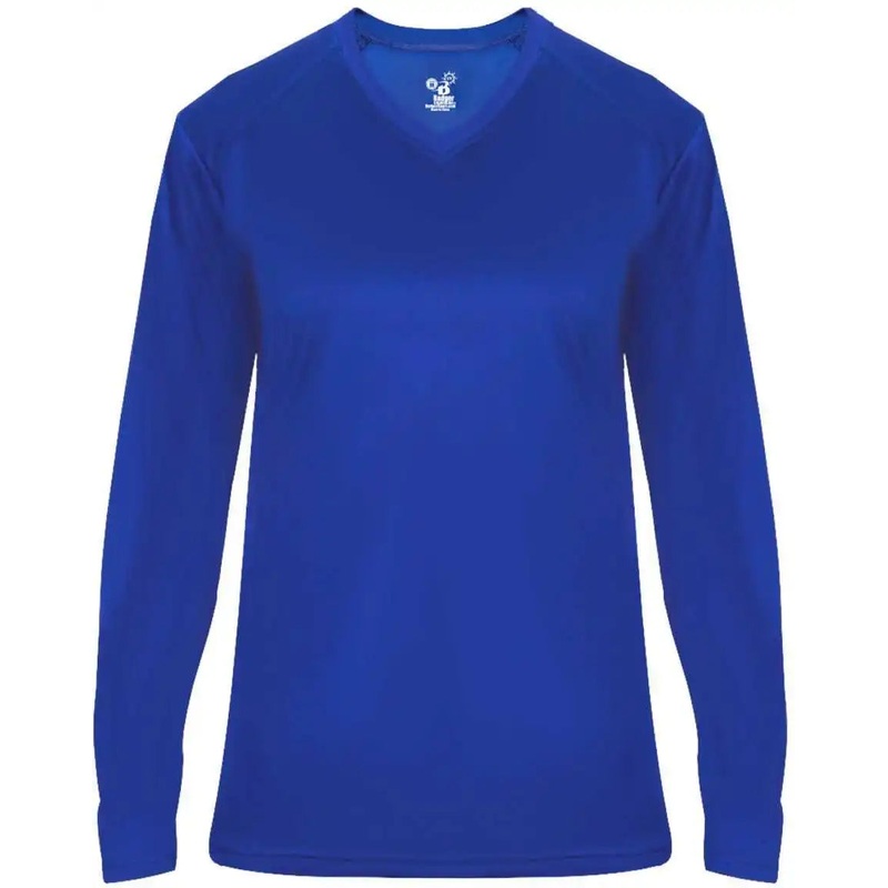 Badger Sport 4064 Ultimate Softlock V-neck Ladies Long Sleeve Tee – Royal