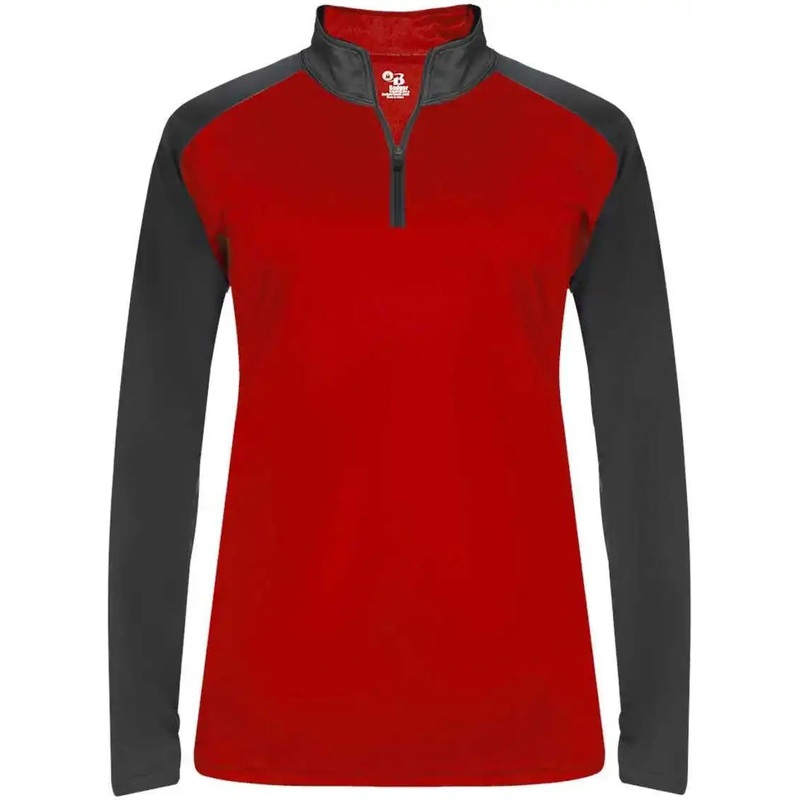 Badger Sport 4008 Ultimate Softlock Sport Ladies 1/4 Zip – Red Graphite