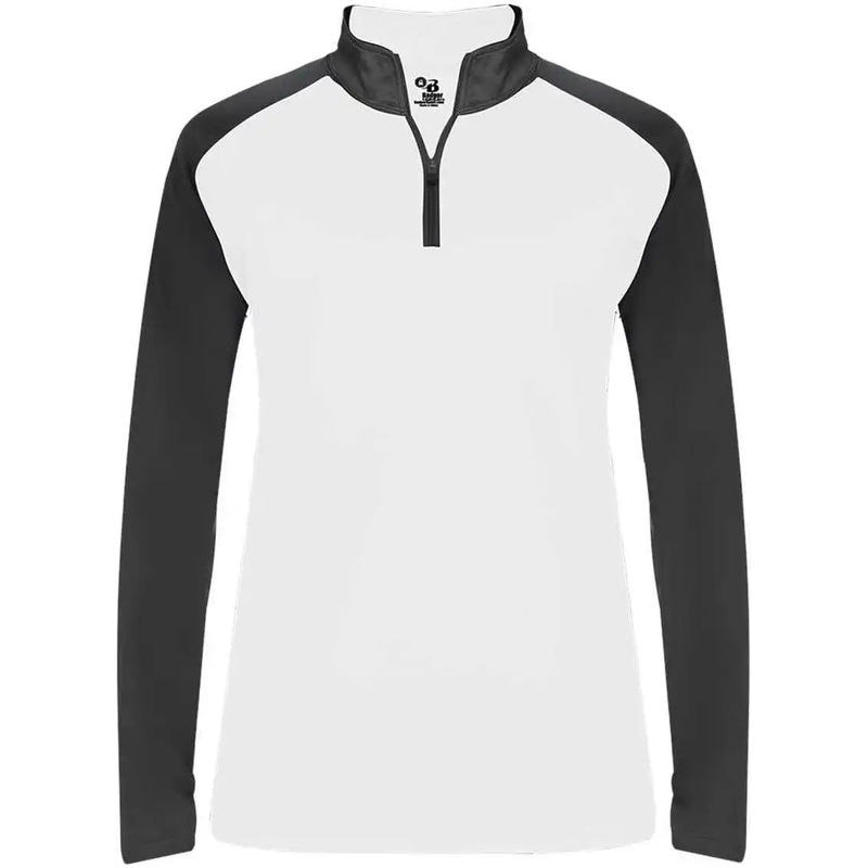 Badger Sport 4008 Ultimate Softlock Sport Ladies 1/4 Zip – White Graphite