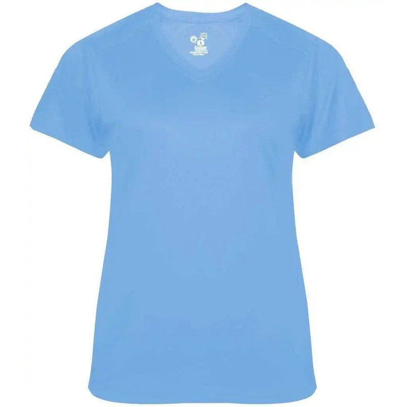 Badger Sport 4062 Ultimate Softlock Ladies V-neck Short Sleeve Tee – Columbia Blue