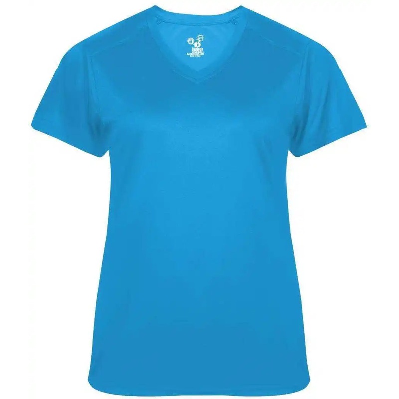 Badger Sport 4062 Ultimate Softlock Ladies V-neck Short Sleeve Tee – Electric Blue
