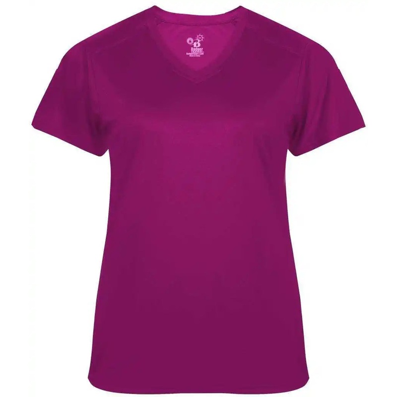 Badger Sport 4062 Ultimate Softlock Ladies V-neck Short Sleeve Tee – Hot Pink