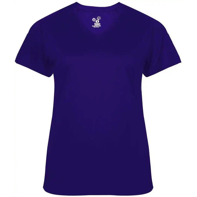 Badger Sport 4062 Ultimate Softlock Ladies V-neck Short Sleeve Tee – Purple