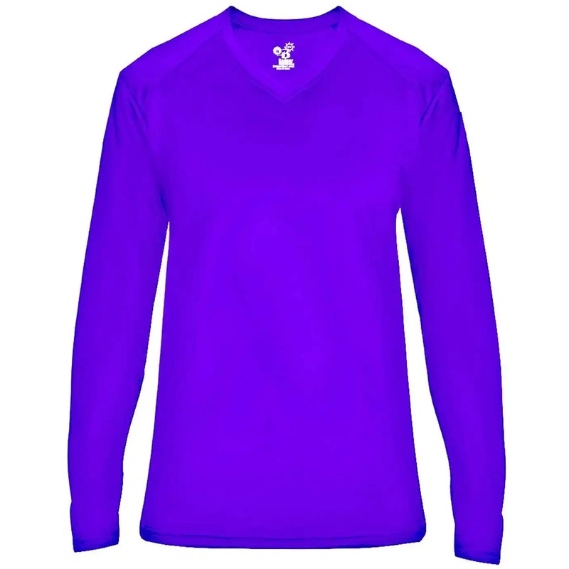 Badger Sport 4064 Ultimate Softlock V-neck Ladies Long Sleeve Tee – Purple