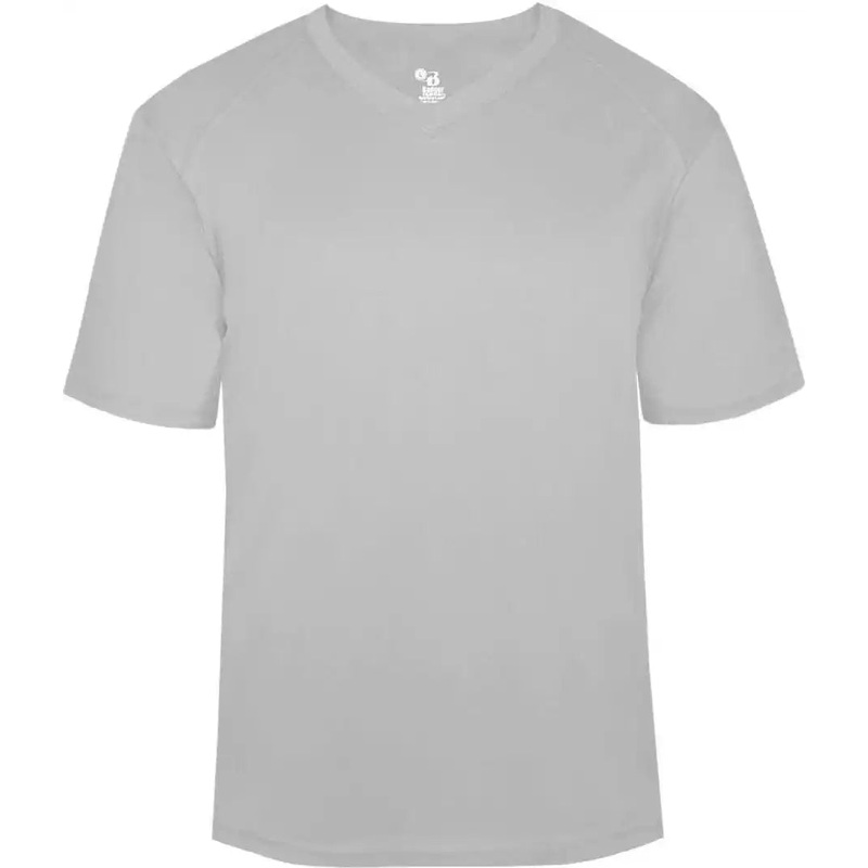 Badger Sport 4124 B-Core V-neck Tee – Silver