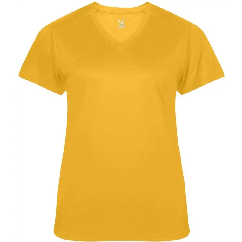 Badger Sport 4062 Ultimate Softlock Ladies V-neck Short Sleeve Tee – Gold