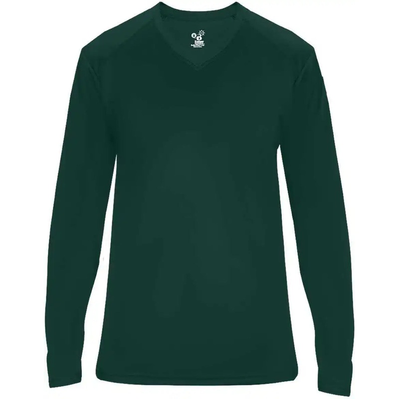 Badger Sport 4064 Ultimate Softlock V-neck Ladies Long Sleeve Tee – Forest