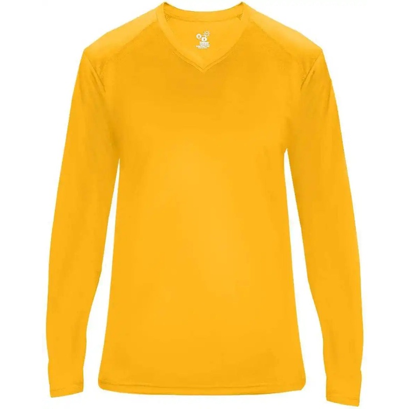 Badger Sport 4064 Ultimate Softlock V-neck Ladies Long Sleeve Tee – Gold