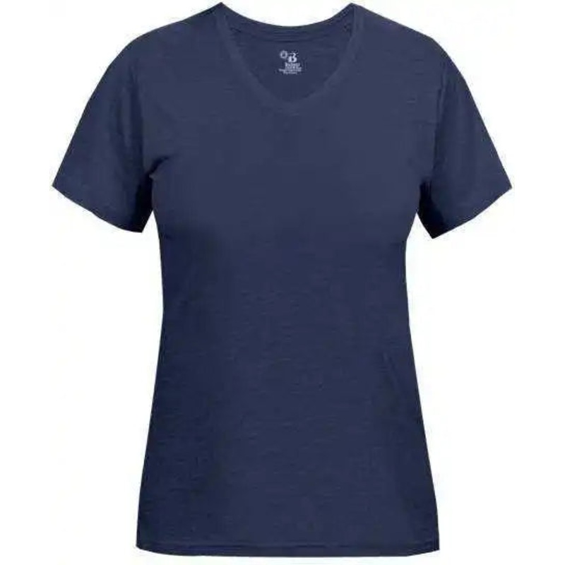 Badger Sport 4962 Tri-Blend Ladies’ V-Neck Tee – Navy
