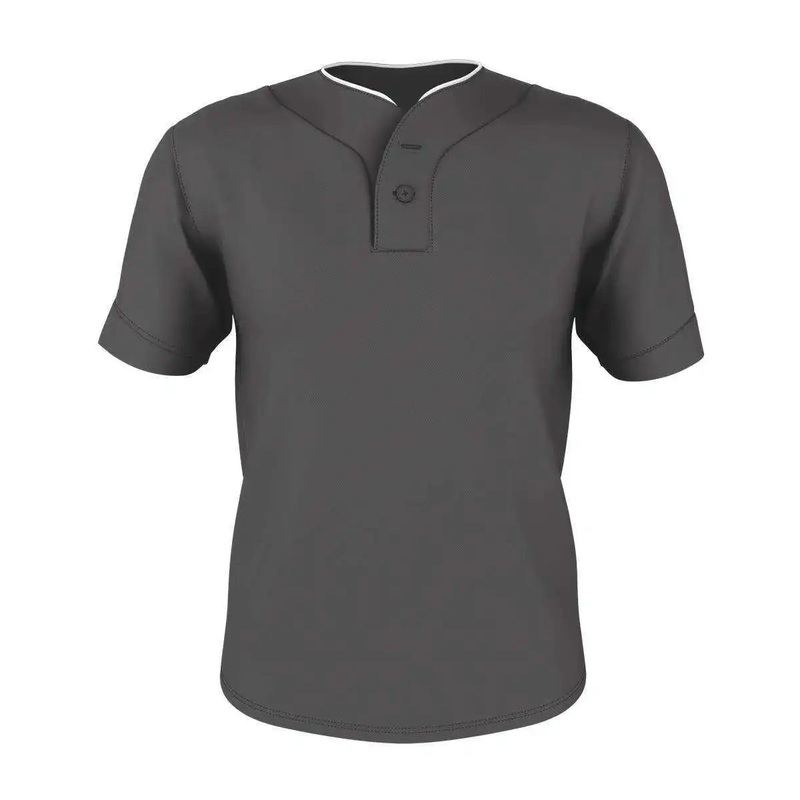 Alleson Athletic 52MTHJY Youth Two Button Mesh Baseball Jersey with Piping – Charcoal Solid White