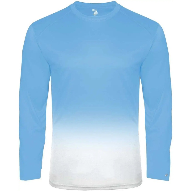Badger Sport 2204 Ombre Long sleeve Youth Tee – Columbia Blue White