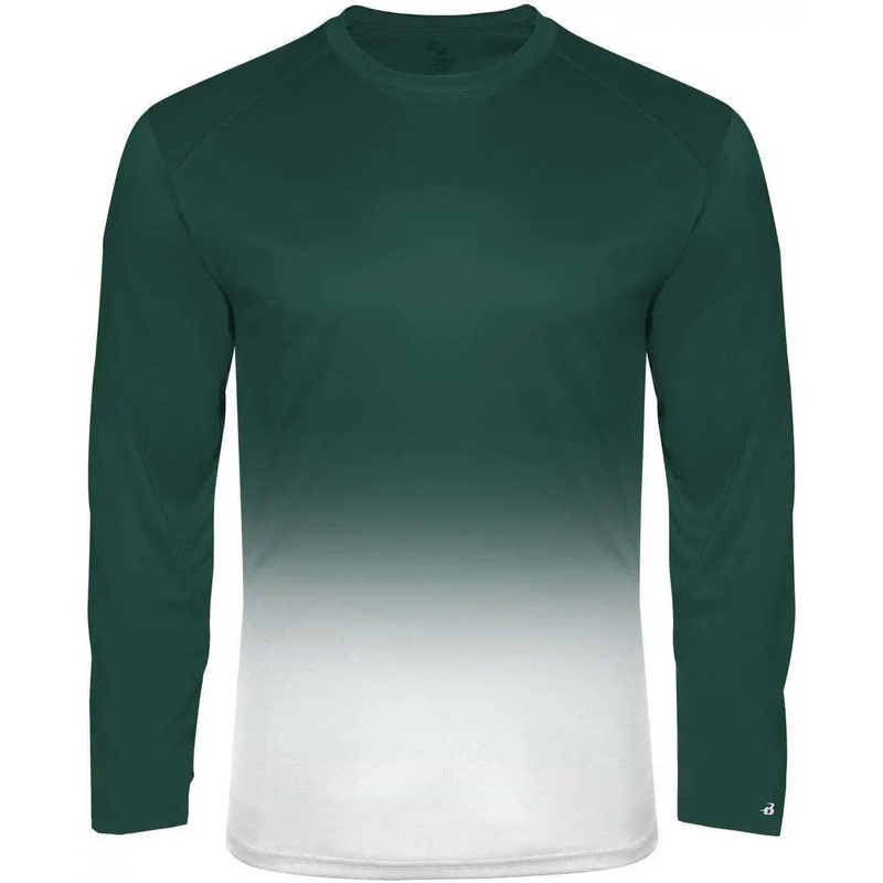 Badger Sport 4204 Ombre Long sleeve Tee – Forest White