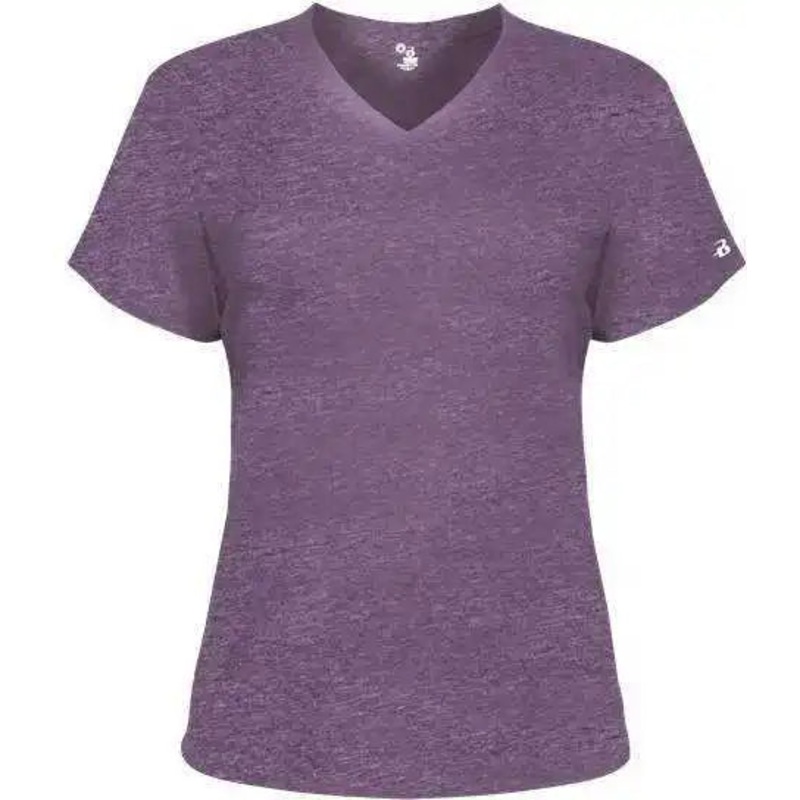 Badger Sport 4962 Tri-Blend Ladies’ V-Neck Tee – Purple Heather