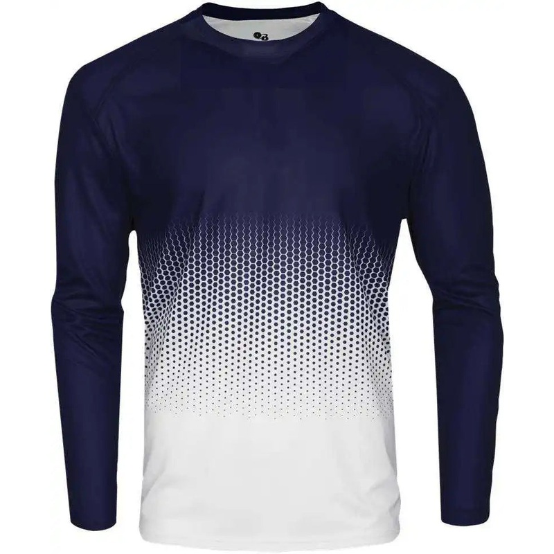 Badger Sport 2224 Hex Youth Long Sleeve Tee – Navy Hex
