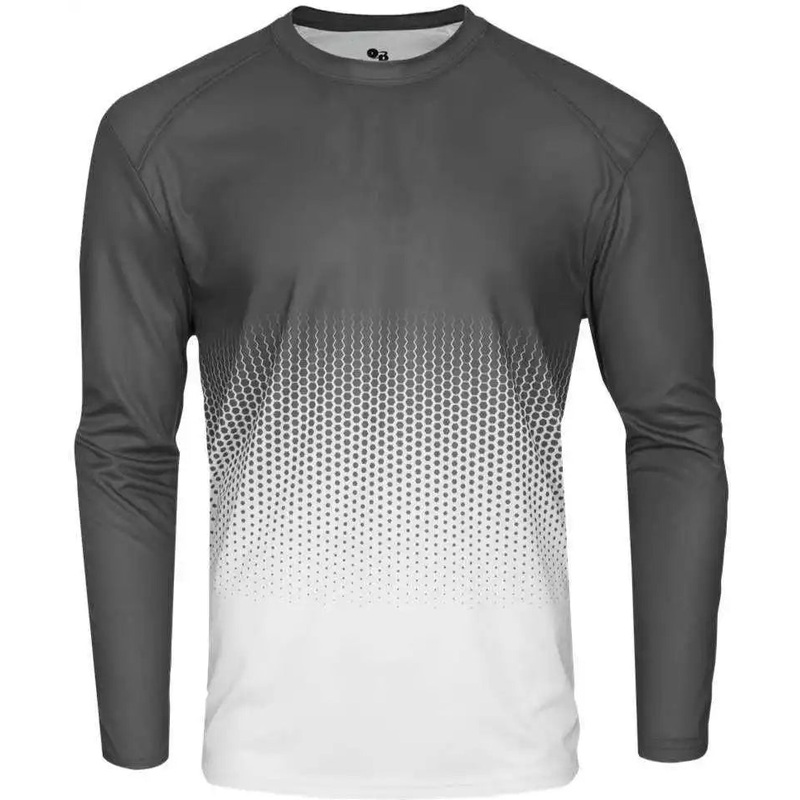 Badger Sport 4224 Hex Long Sleeve Tee – Graphite Hex