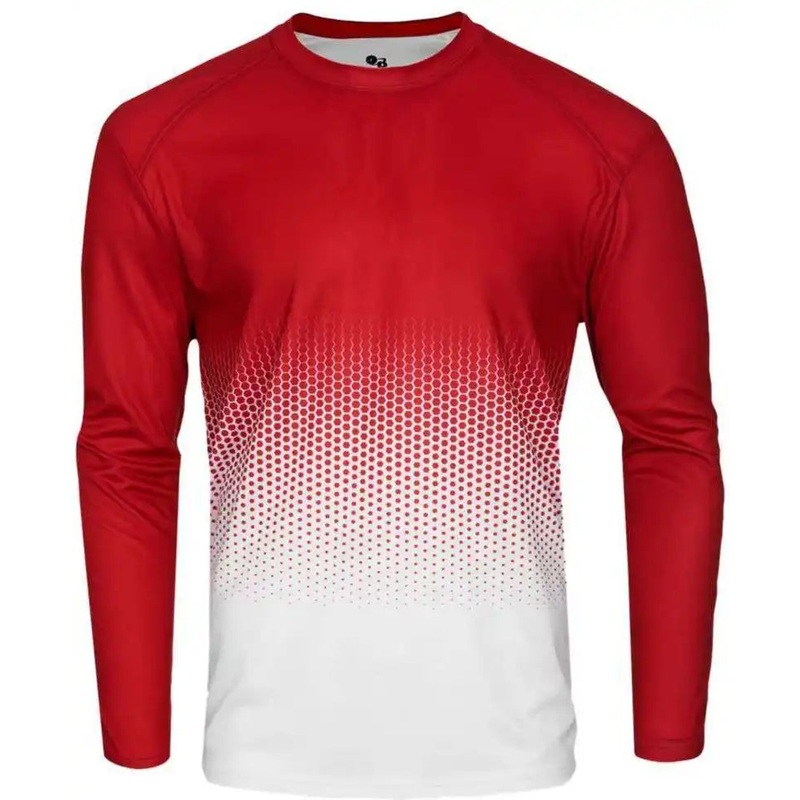 Badger Sport 4224 Hex Long Sleeve Tee – Red Hex