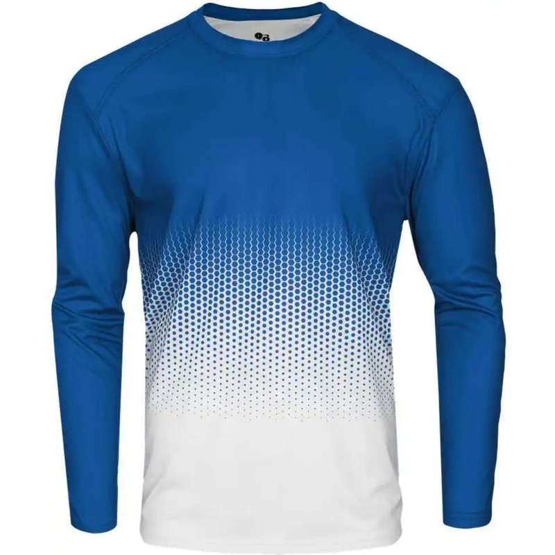 Badger Sport 4224 Hex Long Sleeve Tee – Royal Hex