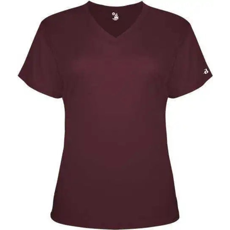 Badger Sport 4962 Tri-Blend Ladies’ V-Neck Tee – Maroon