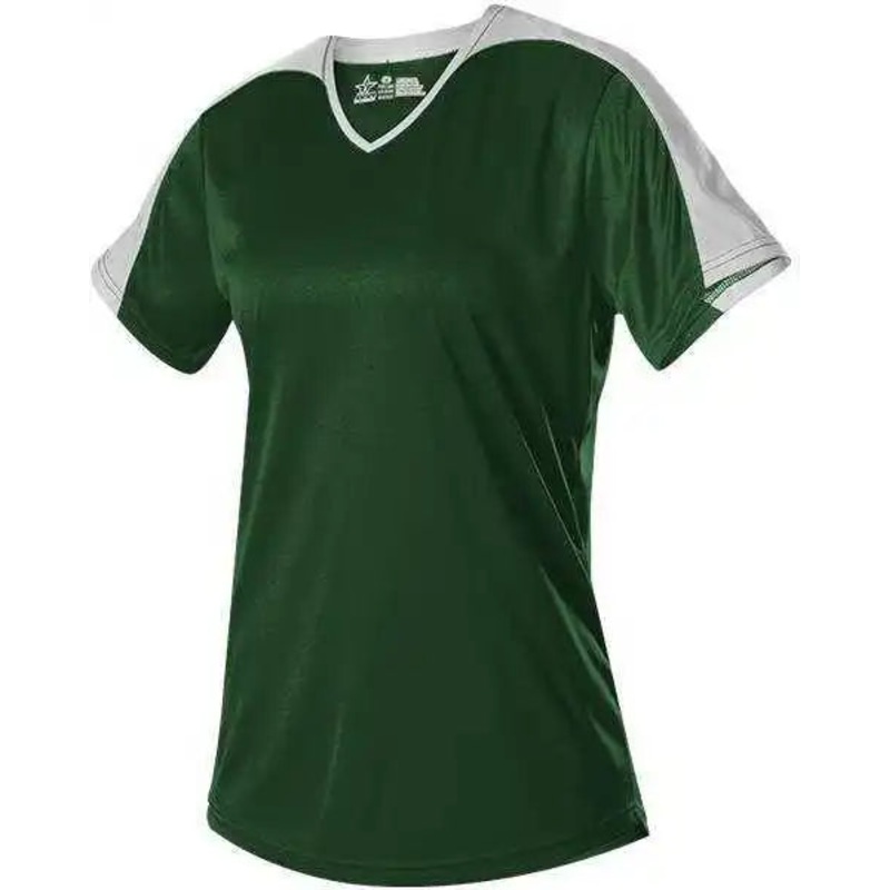 Alleson Athletic 558VG Girls V Neck Fastpitch Jersey – Forest White