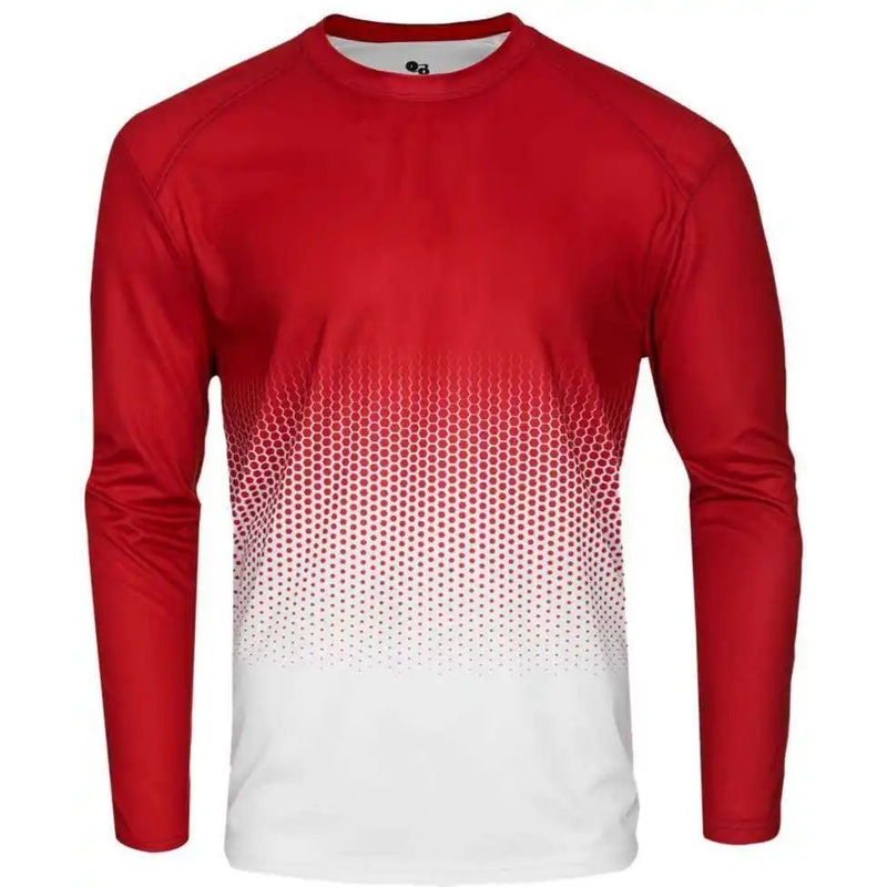 Badger Sport 2224 Hex Youth Long Sleeve Tee – Red Hex