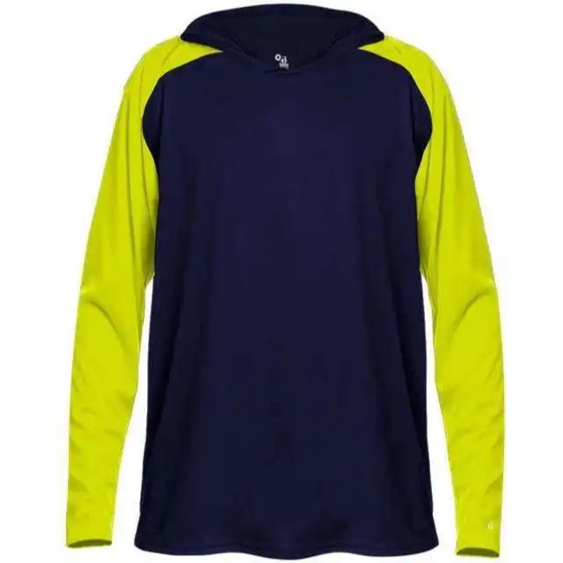 Badger Sport 2235 Breakout Youth Hoodie Tee – Navy Safety Yellow
