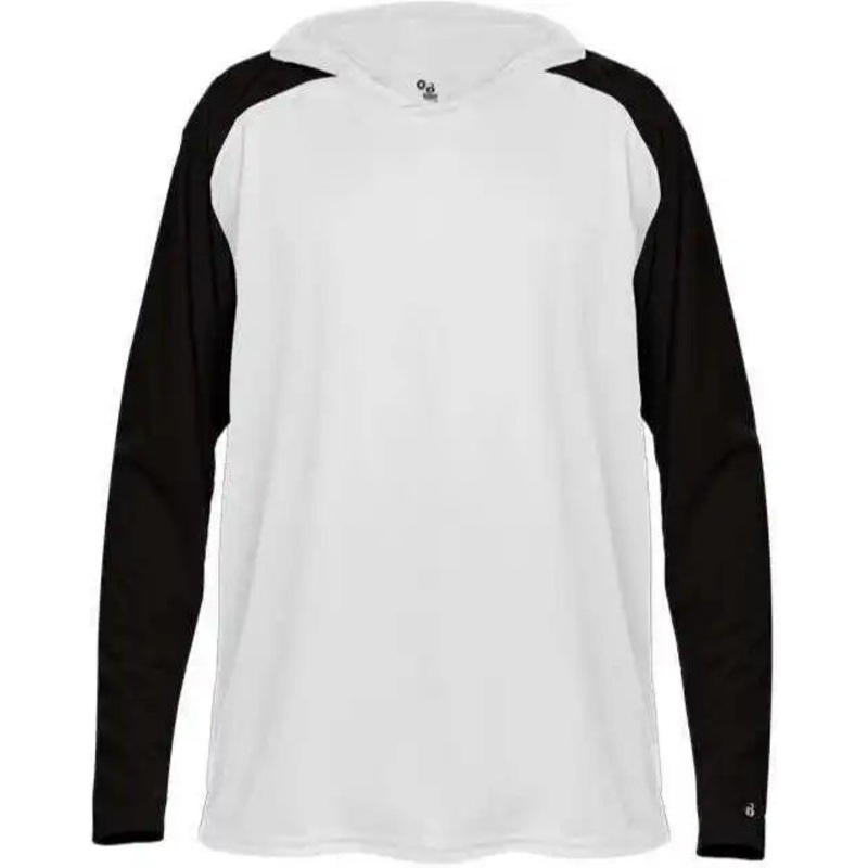 Badger Sport 2235 Breakout Youth Hoodie Tee – White Black