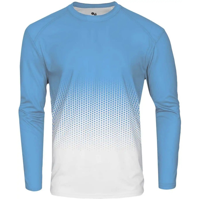 Badger Sport 4224 Hex Long Sleeve Tee – Columbia Blue Hex