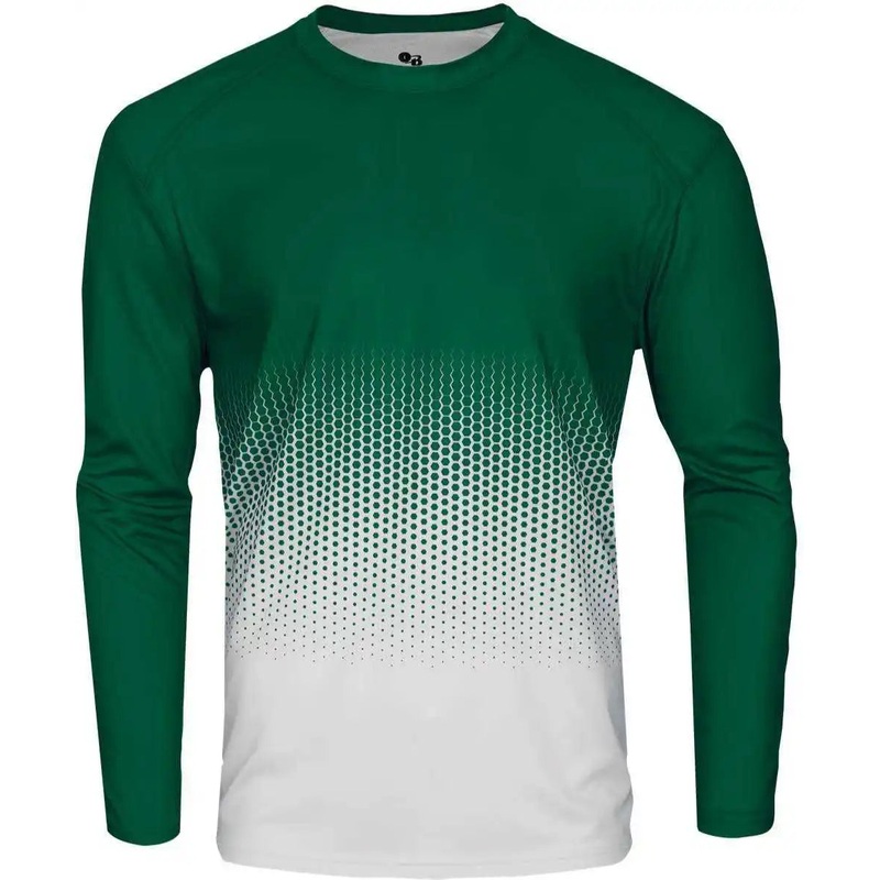 Badger Sport 4224 Hex Long Sleeve Tee – Forest Hex