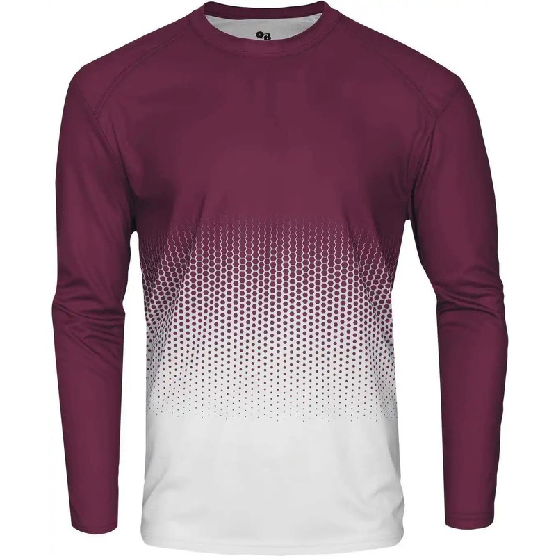 Badger Sport 4224 Hex Long Sleeve Tee – Maroon Hex