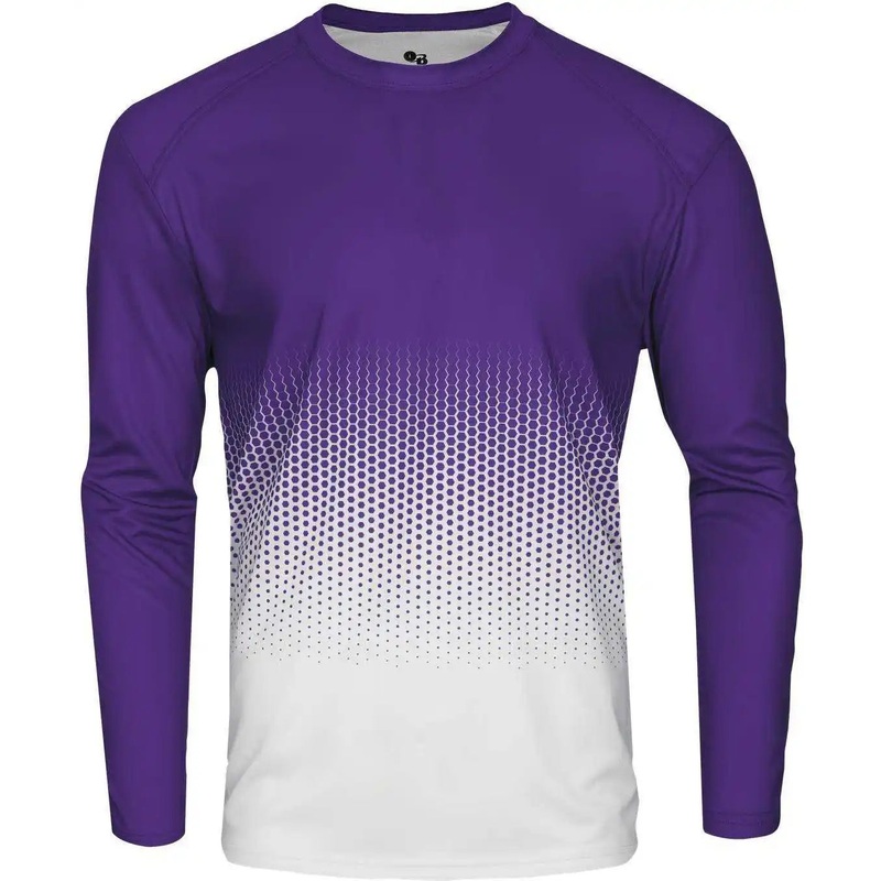 Badger Sport 4224 Hex Long Sleeve Tee – Purple Hex