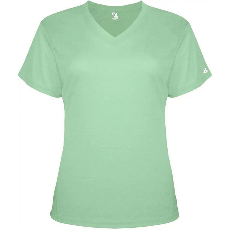 Badger Sport 4962 Tri-Blend Ladies’ V-Neck Tee – Mint
