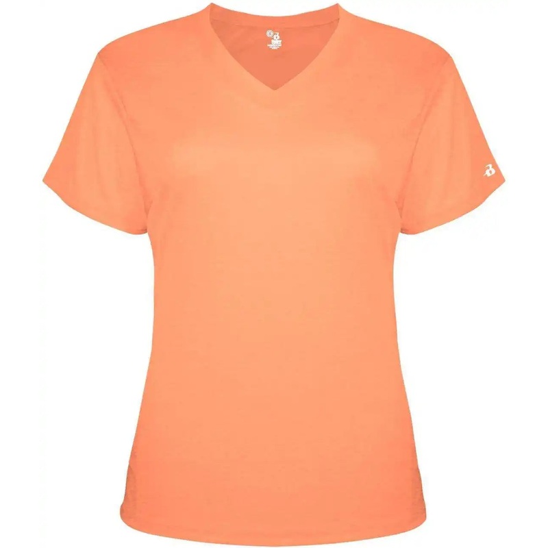 Badger Sport 4962 Tri-Blend Ladies’ V-Neck Tee – Peach