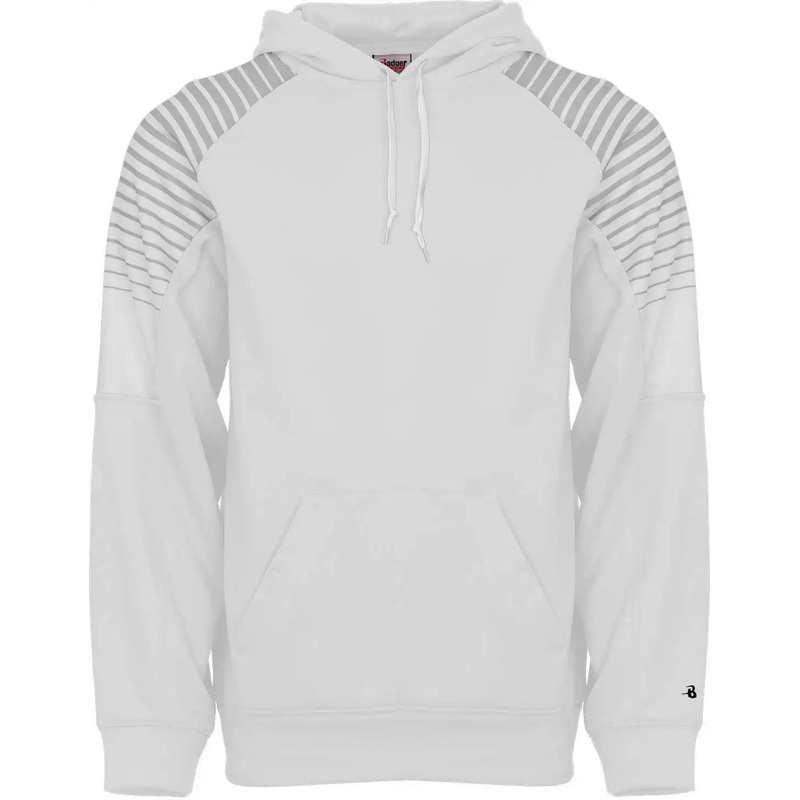 Badger Sport 1405 Lineup Fleece Hoodie – White Silver