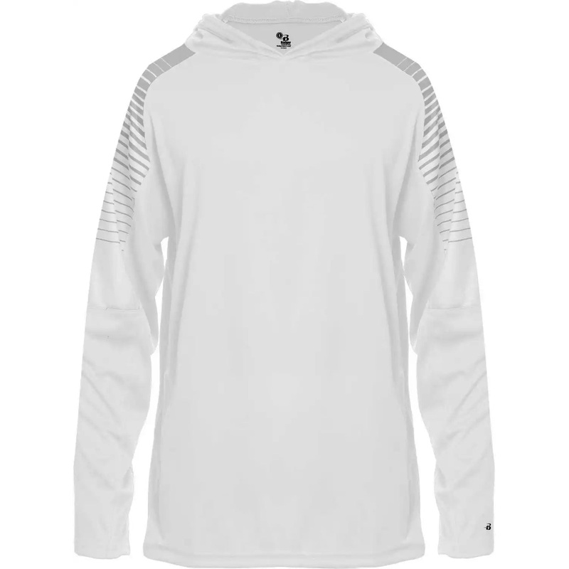 Badger Sport 2211 Lineup Youth Hoodie Tee – White Silver