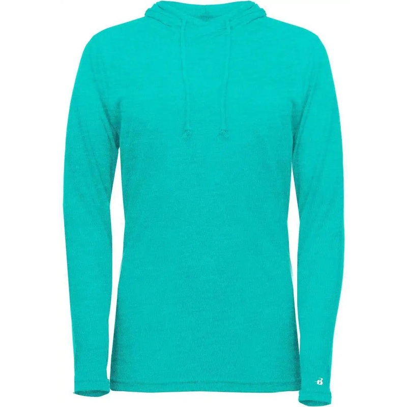 Badger Sport 496500 Tri-Blend Surplice Women’s Hoodie Tee – Turquoise
