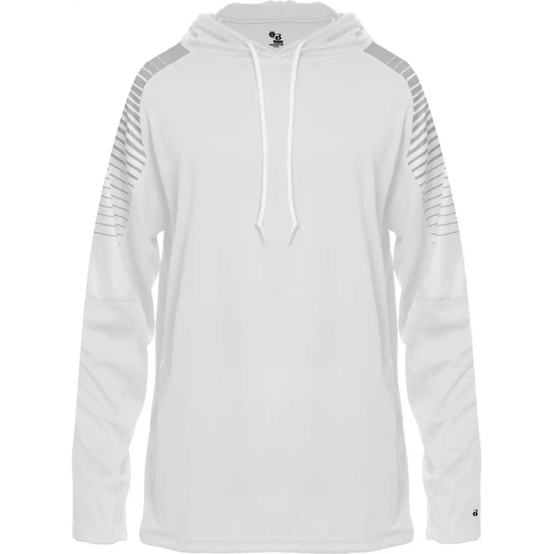 Badger Sport 4211 Lineup Hoodie Tee – White Silver
