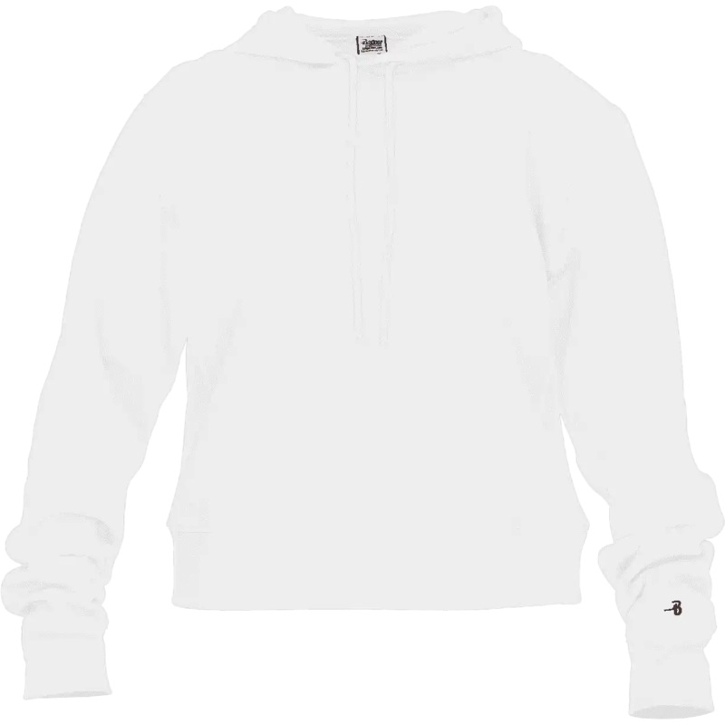 Badger Sport 1261 Athletic Fleece Women’s Crop Hoodie – White