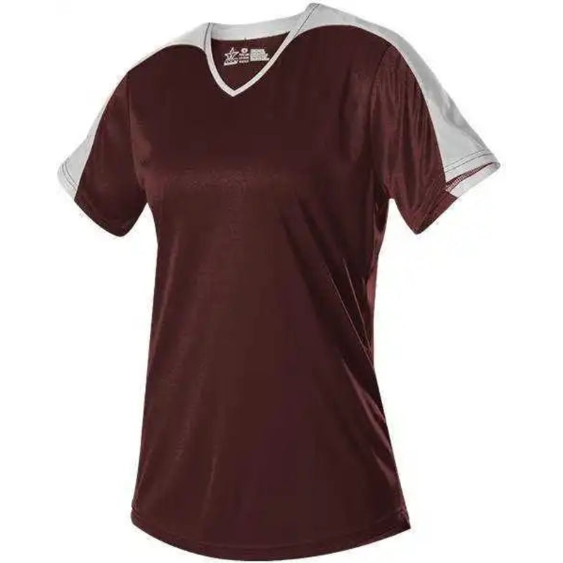Alleson Athletic 558VW Womens V Neck Fastpitch Jersey – Light Maroon White