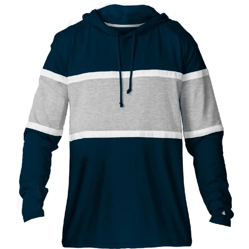 Badger Sport 4981 United Hood Tee – Navy Oxford White