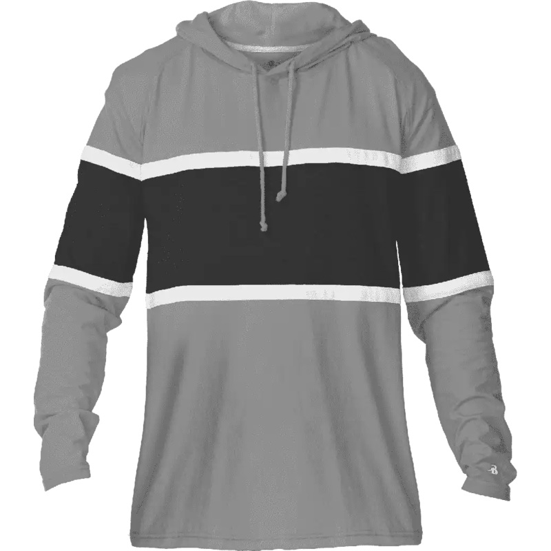Badger Sport 4981 United Hood Tee – Oxford Black White