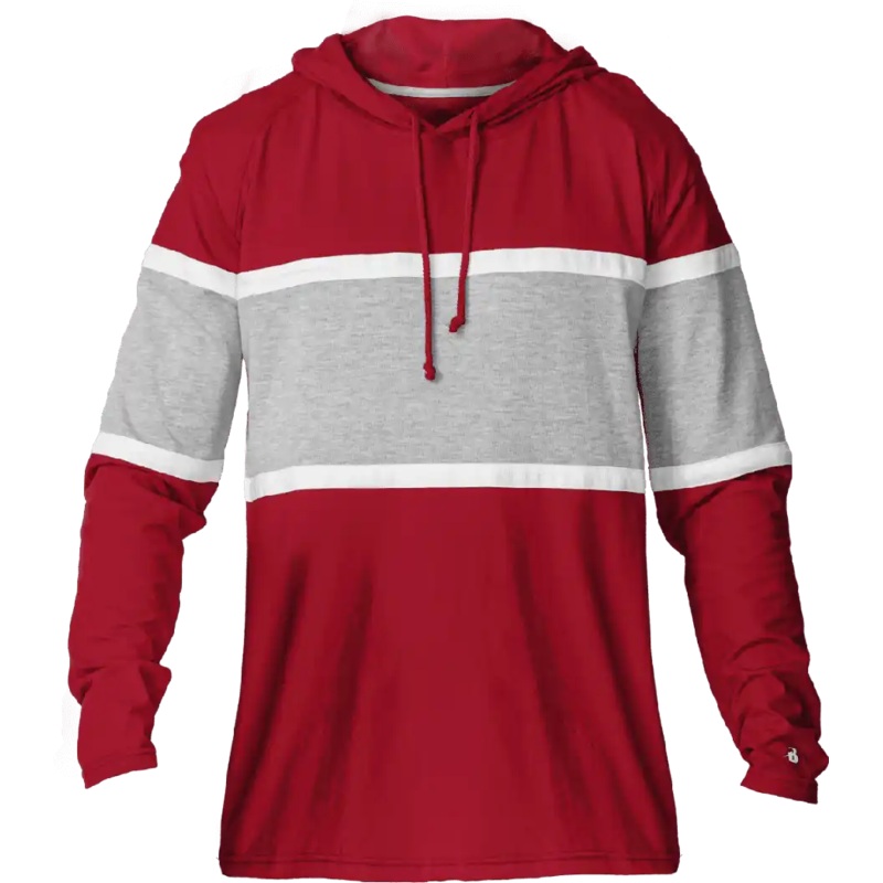 Badger Sport 4981 United Hood Tee – Red Oxford White