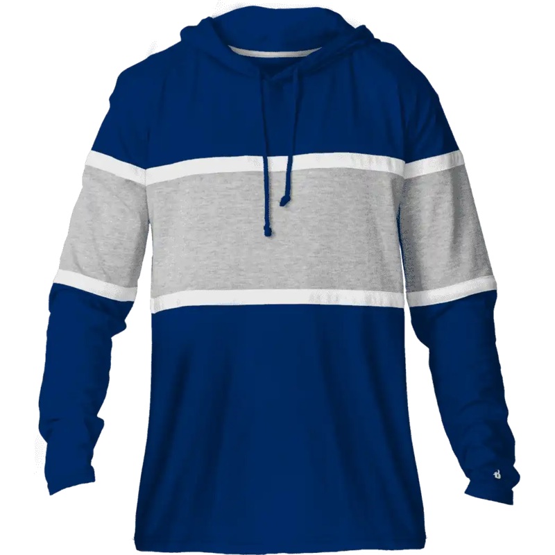 Badger Sport 4981 United Hood Tee – Royal Oxford White