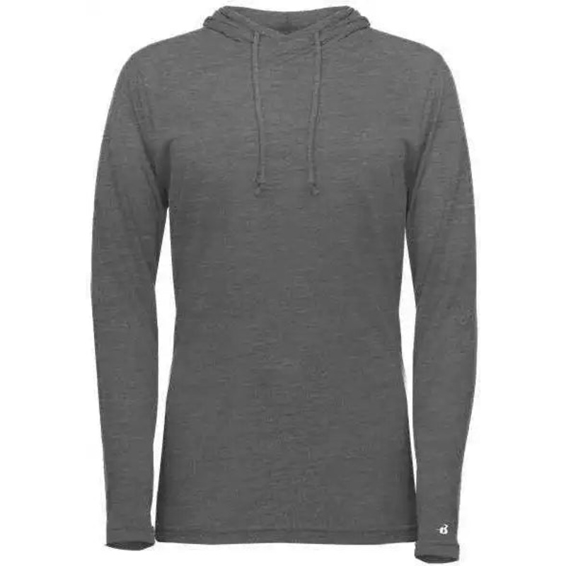 Badger Sport 496500 Tri-Blend Surplice Women’s Hoodie Tee – Graphite Heather