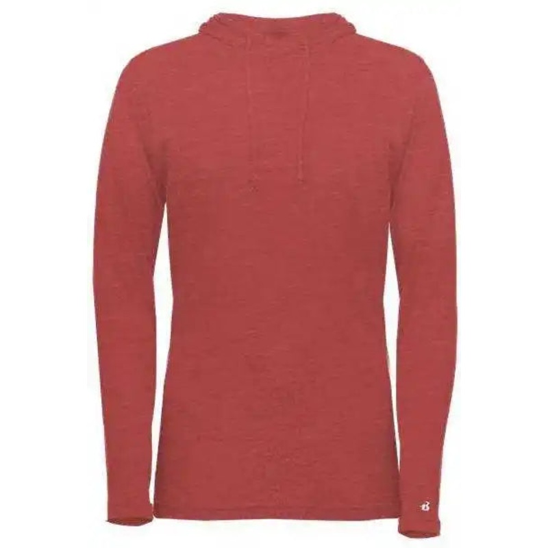 Badger Sport 496500 Tri-Blend Surplice Women’s Hoodie Tee – Red Heather